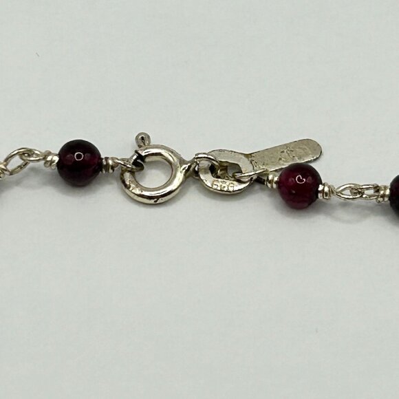 Garnet and 925 Sterling Silver 16" Y-Drop Necklace 3.9mm Beads - Picture 5 of 7